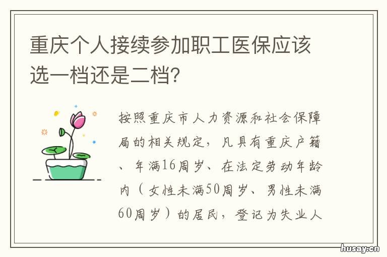 重庆个人接续参加职工医保应该选一档还是二档? 重庆个人接续参加职工医疗保险