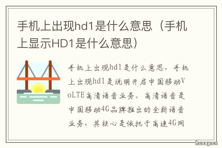 手机上出现hd1是什么意思 手机上有hd1是什么意思