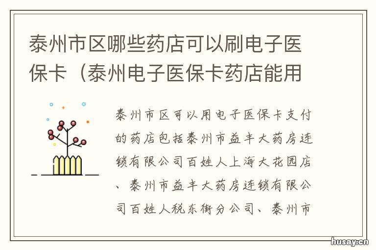 泰州市区哪些药店可以刷电子医保卡 泰州市区哪些药店可以刷电子医保