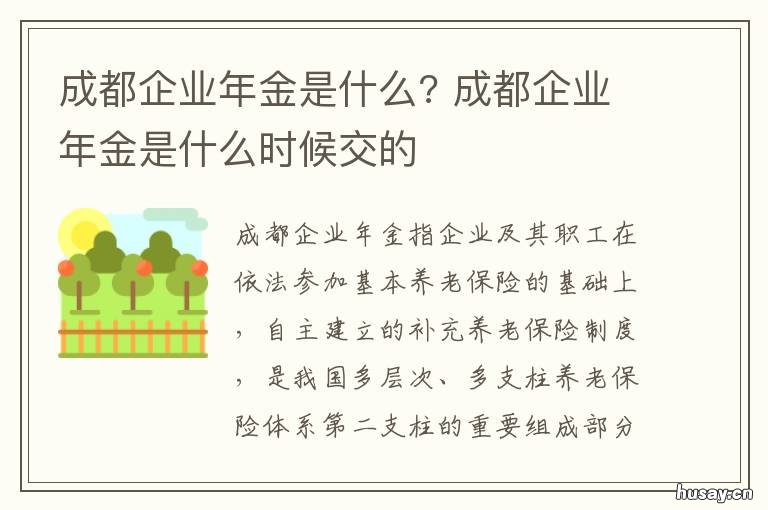 成都企业年金是什么? 四川企业年金