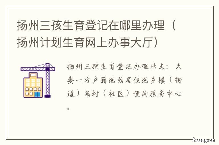 扬州三孩生育登记在哪里办理 扬州计划生育网上办事大厅