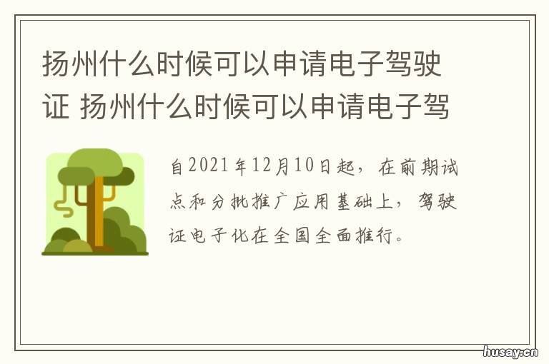 扬州什么时候可以申请电子驾驶证 扬州电子驾驶证交警认可吗