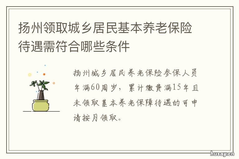 扬州领取城乡居民基本养老保险待遇需符合哪些条件 扬州城乡居民基本养老保险
