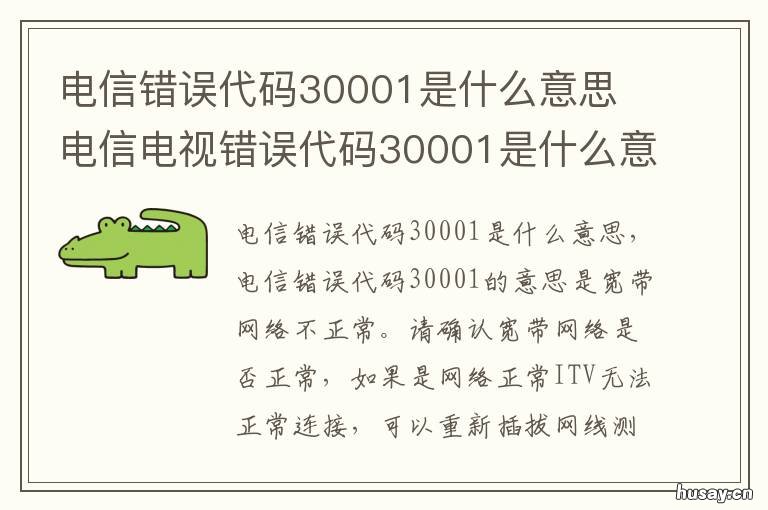 电信错误代码30001是什么意思 电信错误代码30001是什么意思啊