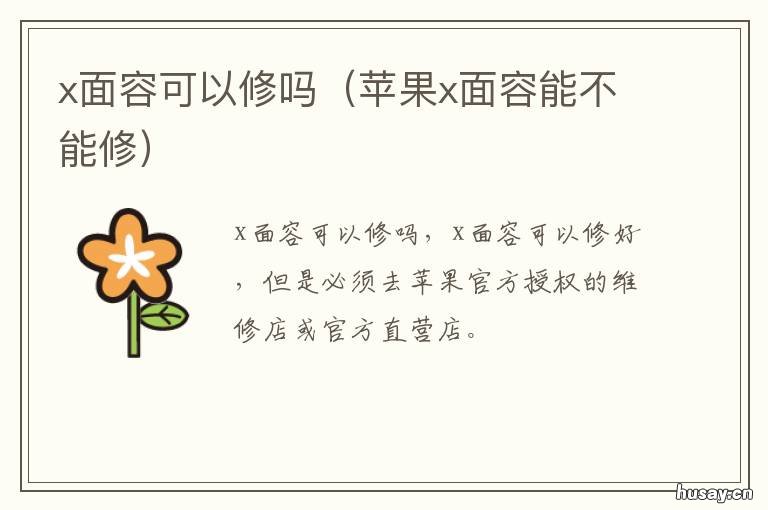 x面容可以修吗 x面容坏了耽误使用吗
