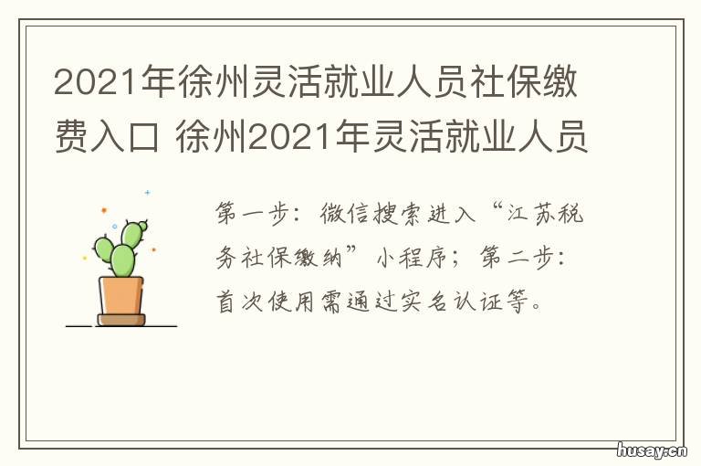 2021年徐州灵活就业人员社保缴费入口 2021年徐州灵活就业人员社保缴费多少