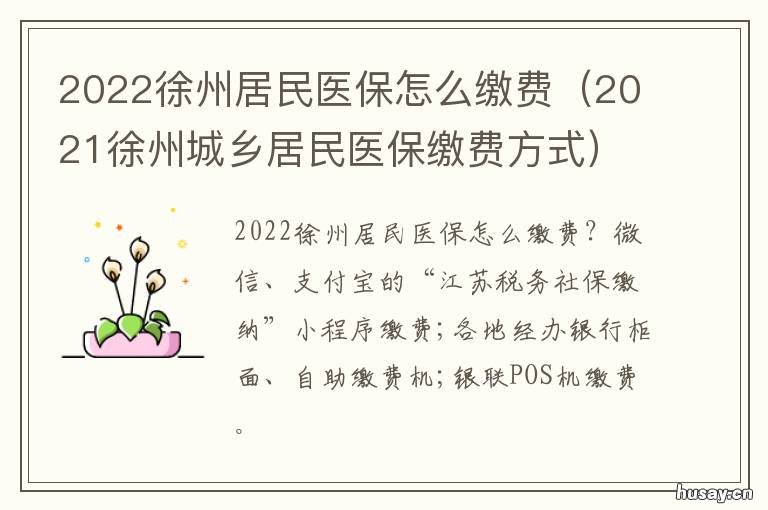 2022徐州居民医保怎么缴费 徐州城镇居民医保2022年缴费时间