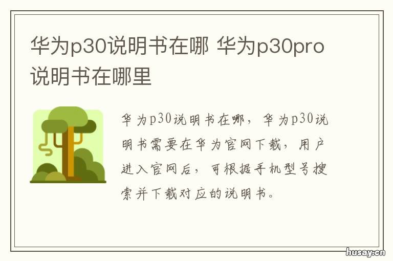 华为p30说明书在哪 华为p30使用手册