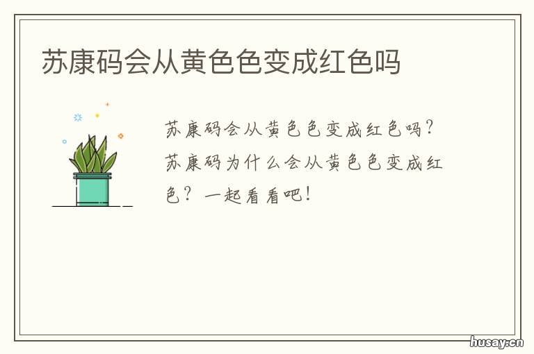 苏康码会从黄色色变成红色吗