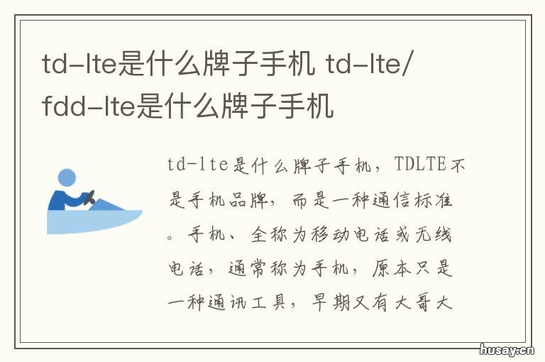 td-lte是什么牌子手机