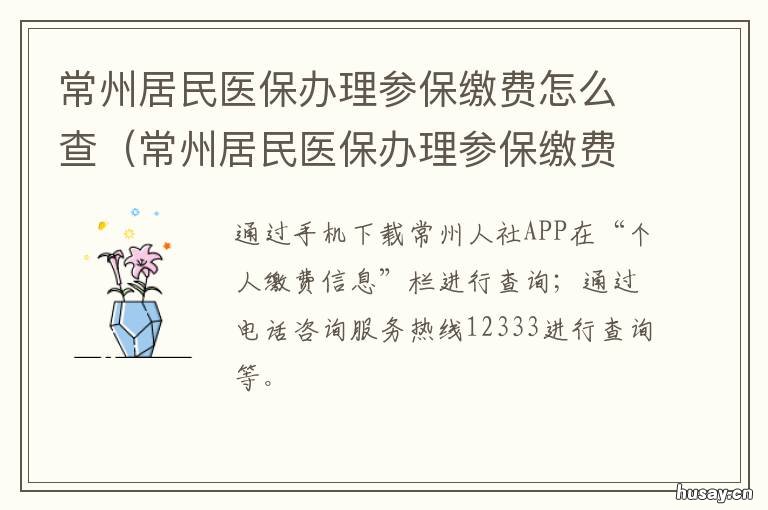 常州居民医保办理参保缴费怎么查 常州居民医保办理参保缴费怎么查询