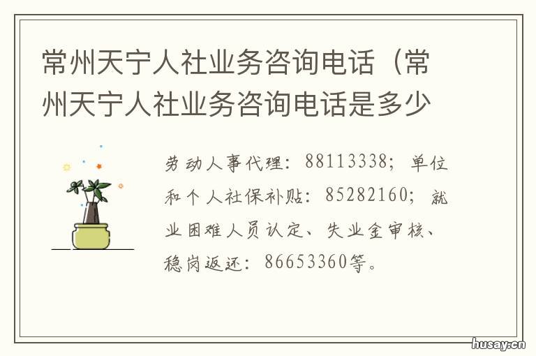 常州天宁人社业务咨询电话 常州天宁区人力资源服务中心