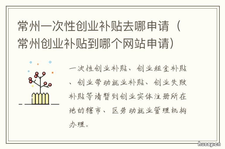 常州一次性创业补贴去哪申请 常州大学生创业补贴去哪里申请