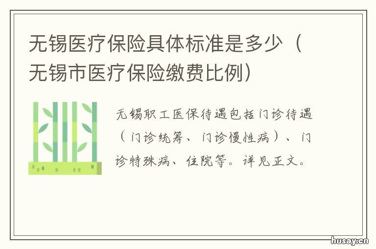无锡医疗保险具体标准是多少 无锡医疗保险具体标准是多少钱一个月