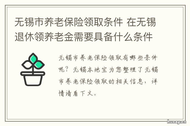 无锡市养老保险领取条件 无锡养老金领取标准