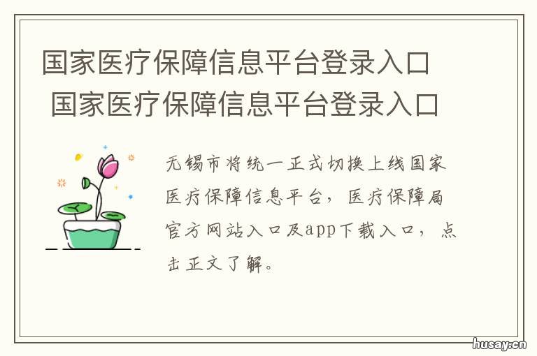 国家医疗保障信息平台登录入口 国家医保服务平台登录