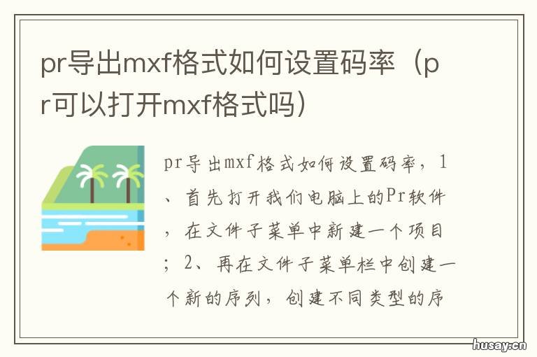 pr导出mxf格式如何设置码率 pr导入mxf文件