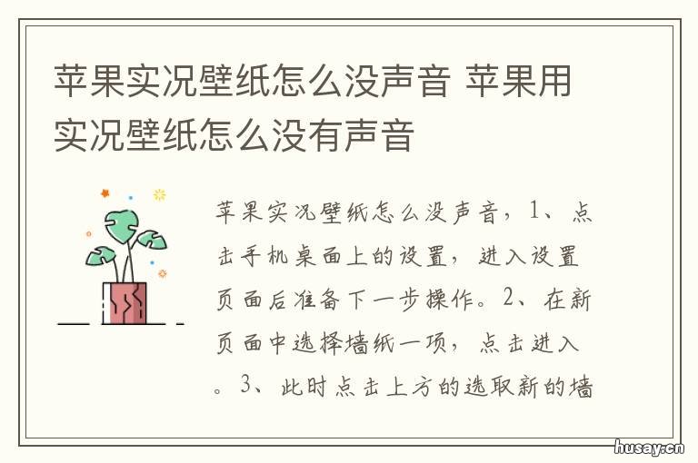 苹果实况壁纸怎么没声音 苹果实况壁纸为什么没有声音
