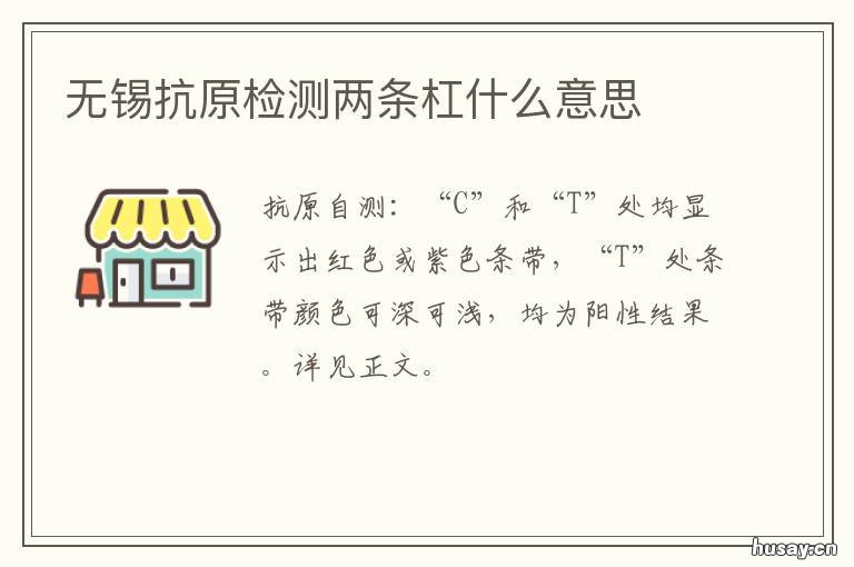 无锡抗原检测两条杠什么意思