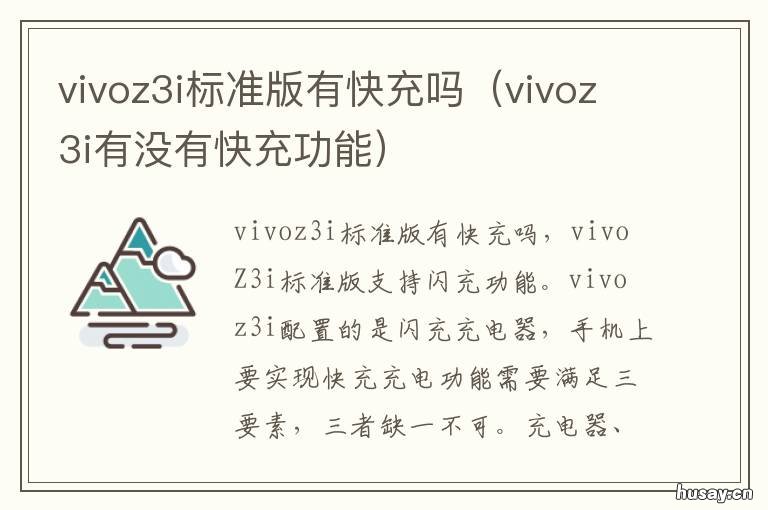 vivoz3i标准版有快充吗 vivoz3i标准版支持快充吗?