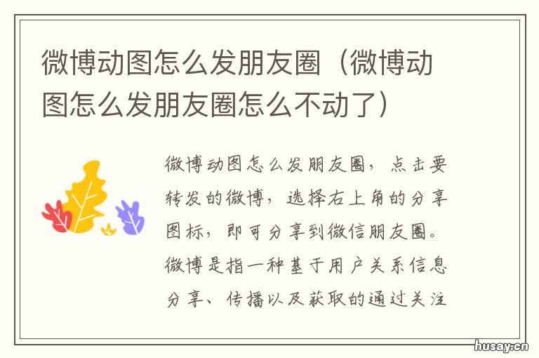 微博动图怎么发朋友圈 微博动图怎么发朋友圈视频