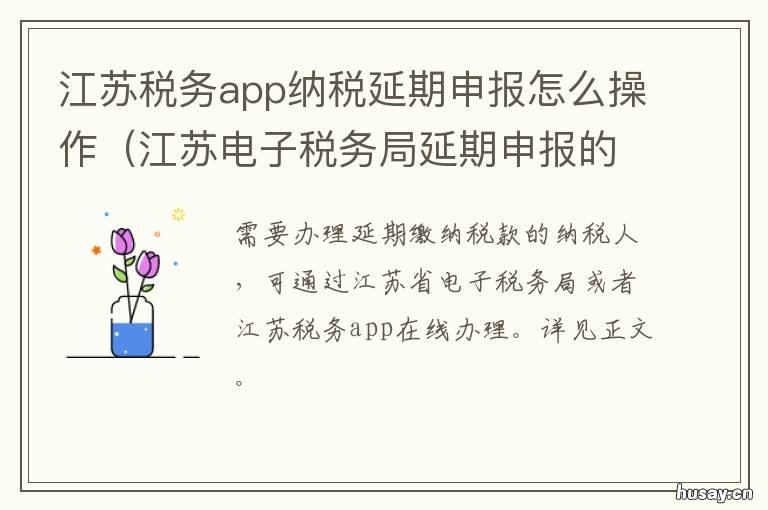 江苏税务app纳税延期申报怎么操作 电子税务局延期申报怎么操作