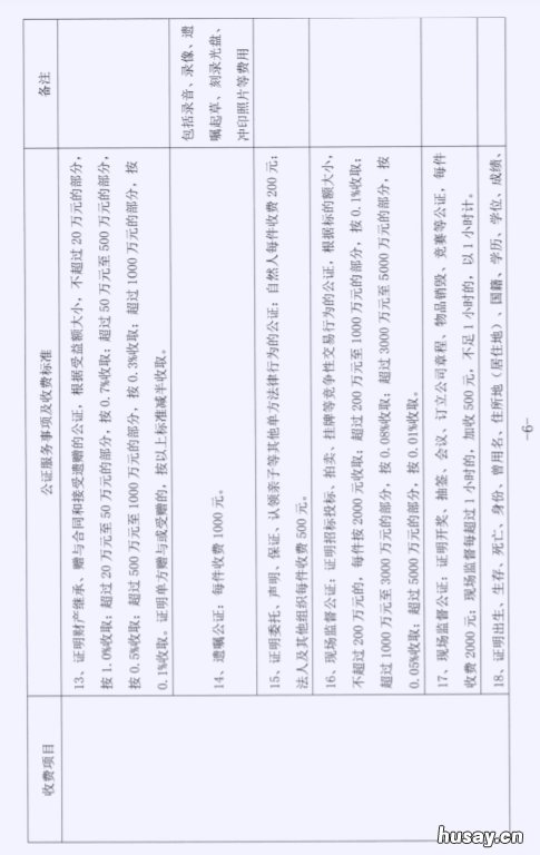 无锡公证收费标准详情 无锡公证收费标准详情图