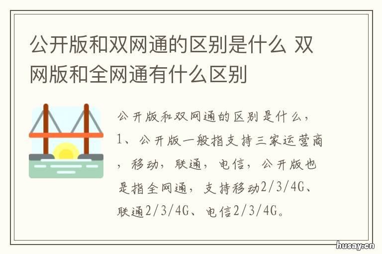 公开版和双网通的区别是什么