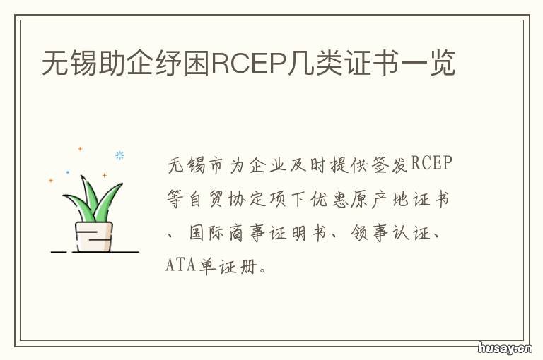 无锡助企纾困RCEP几类证书一览