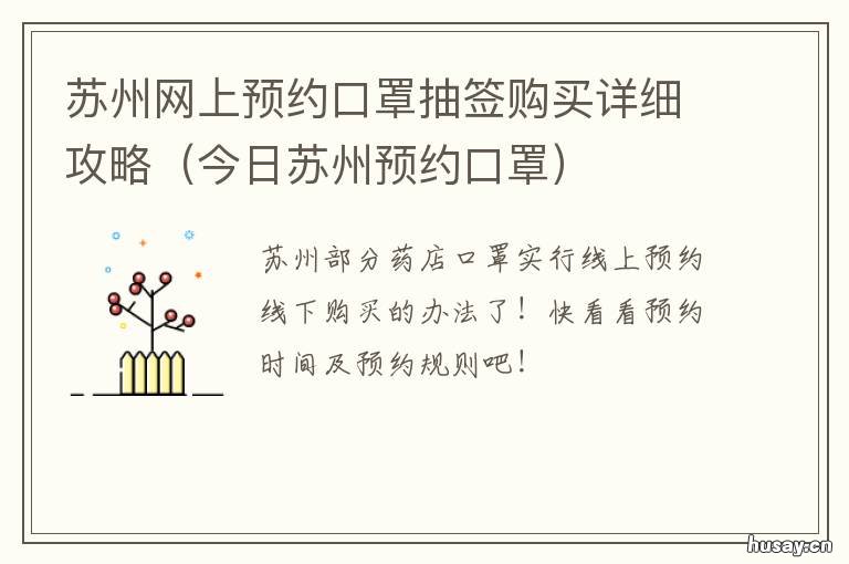 苏州网上预约口罩抽签购买详细攻略