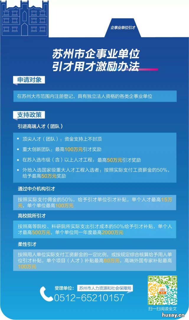 苏州市企事业单位引才用才激励办法 苏州人才引