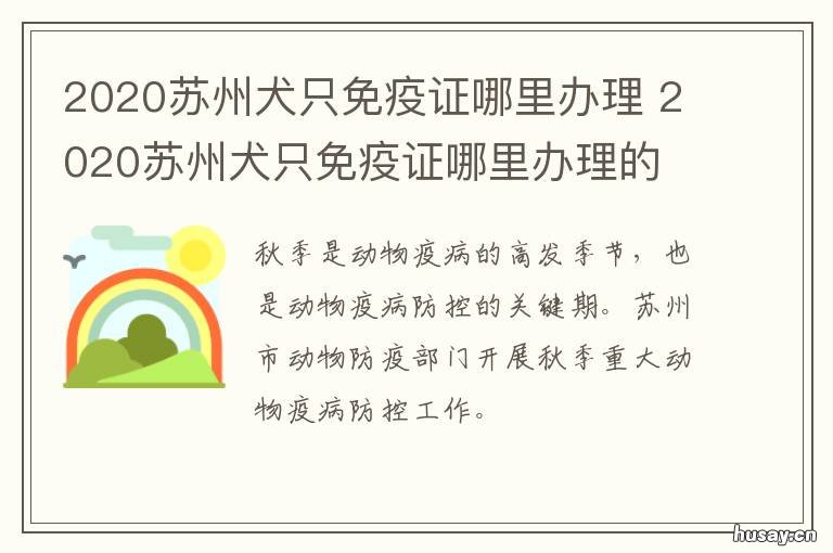 2020苏州犬只免疫证哪里办理 苏州狗狗免疫证怎么办