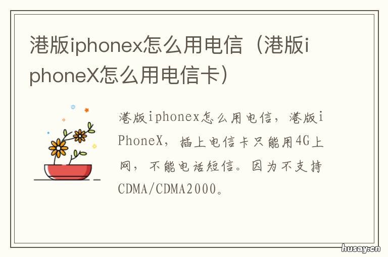 港版iphonex怎么用电信 iphone X 港版 电信