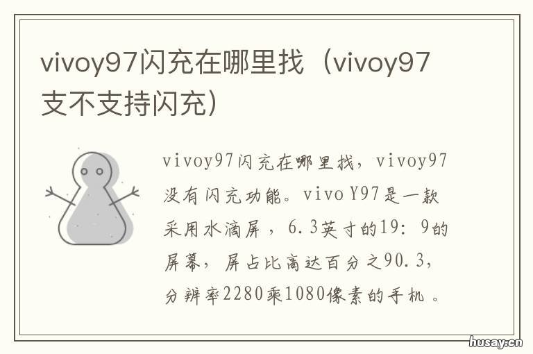 vivoy97闪充在哪里找 vivoy97用闪充充会怎么样