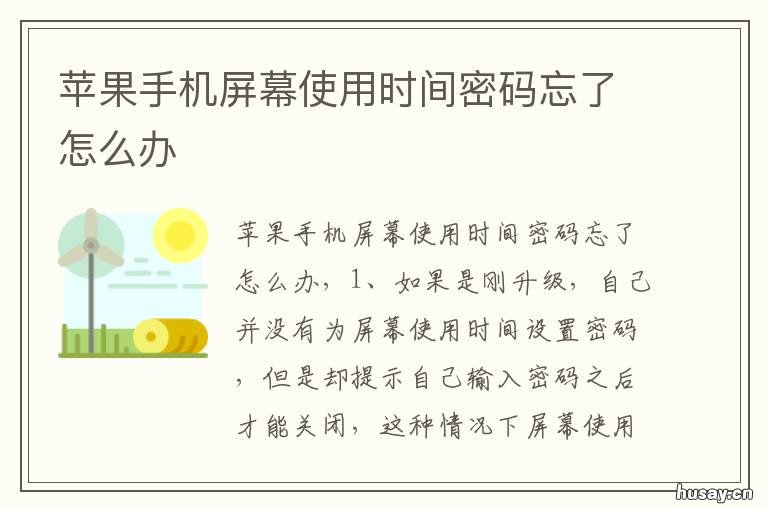 苹果手机屏幕使用时间密码忘了怎么办 苹果手机屏幕使用时间忘记密码