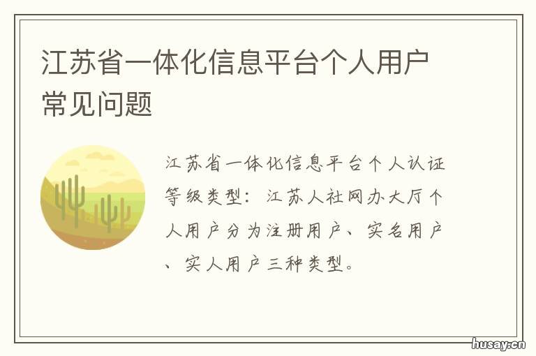 江苏省一体化信息平台个人用户常见问题 江苏省一体化平台网办大厅