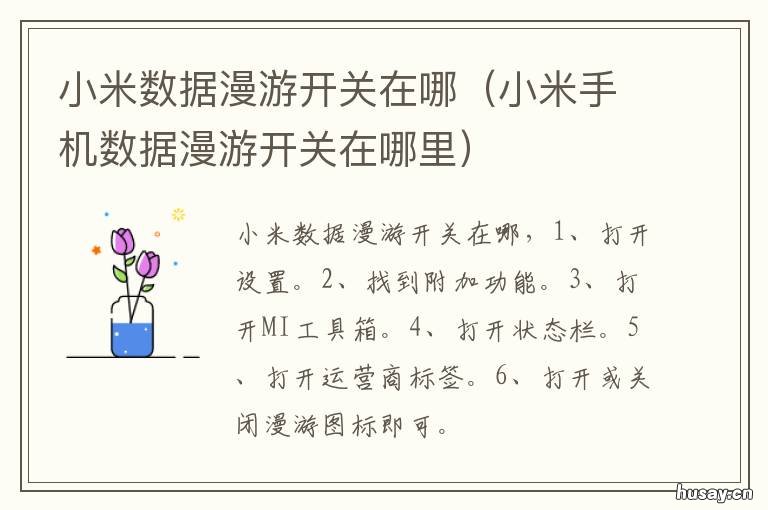 小米数据漫游开关在哪 小米手机数据漫游开关
