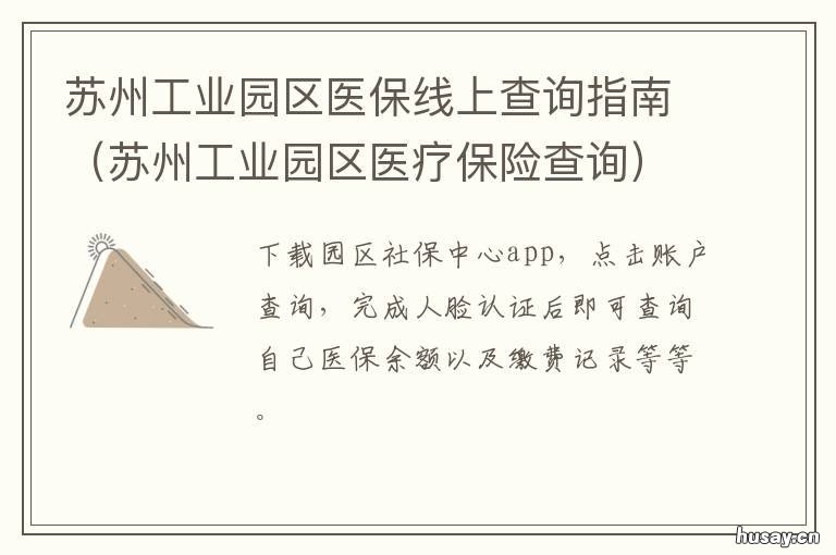 苏州工业园区医保线上查询指南 苏州园区医疗保险查询