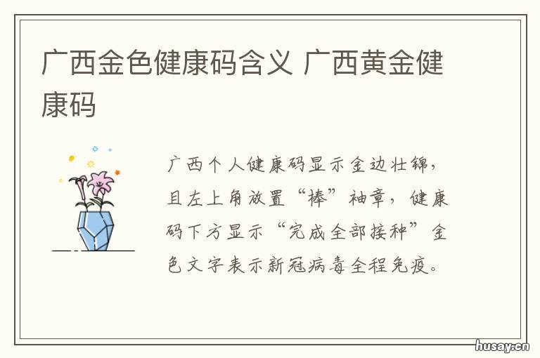 广西金色健康码含义 金色健康码是啥意思