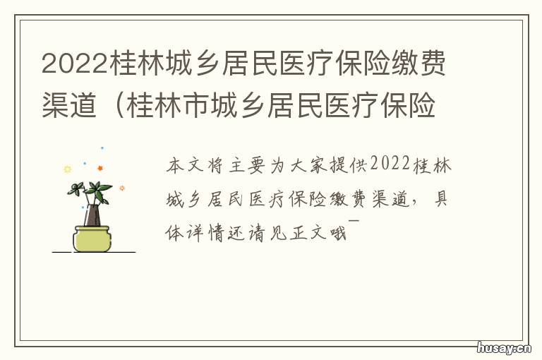 2022桂林城乡居民医疗保险缴费渠道 桂林市2020城乡居民医保缴费
