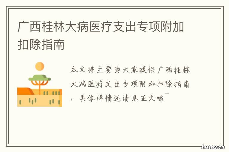 广西桂林大病医疗支出专项附加扣除指南 桂林大病医疗保险
