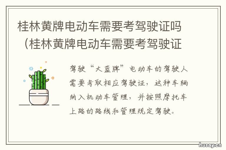 桂林黄牌电动车需要考驾驶证吗 桂c绿牌电动车需要考驾照吗