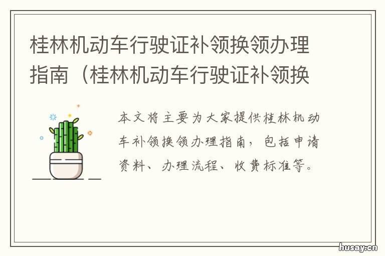 桂林机动车行驶证补领换领办理指南 桂林补办行驶证在哪里