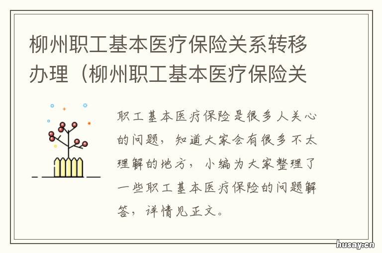 柳州职工基本医疗保险关系转移办理 柳州职工基本医疗保险关系转移手续