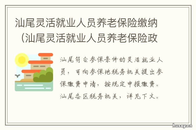 汕尾灵活就业人员养老保险缴纳 汕尾灵活就业人员养老保险缴费标准
