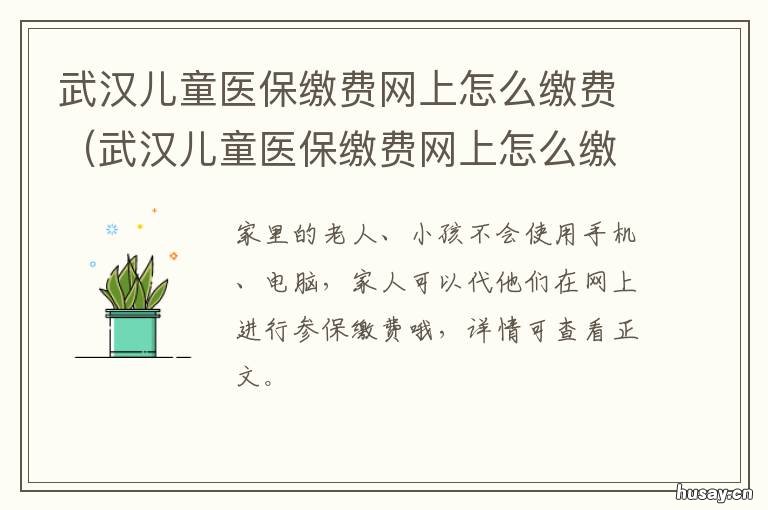 武汉儿童医保缴费网上怎么缴费 武汉儿童医保哪里缴费