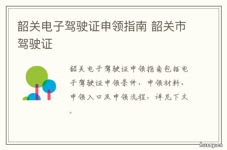 韶关电子驾驶证申领指南 韶关电子驾驶证申领指南最新