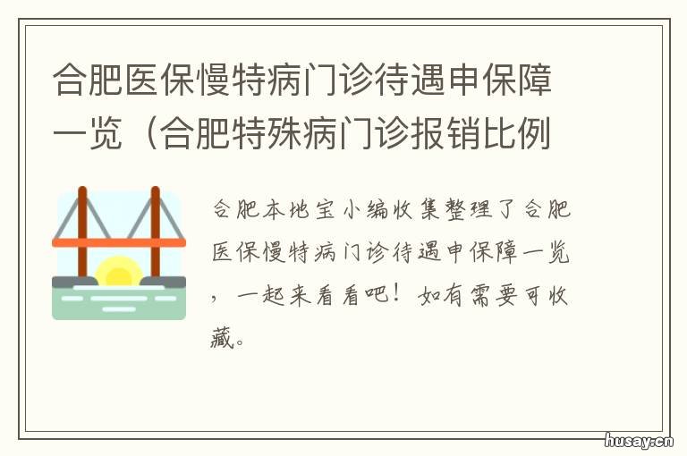 合肥医保慢特病门诊待遇申保障一览 合肥特殊病医保门槛费