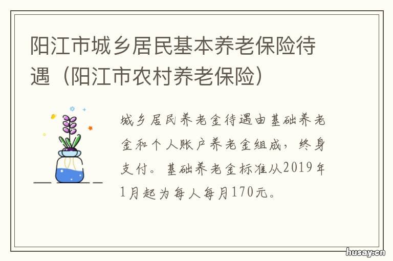 阳江市城乡居民基本养老保险待遇 阳江基础养老金