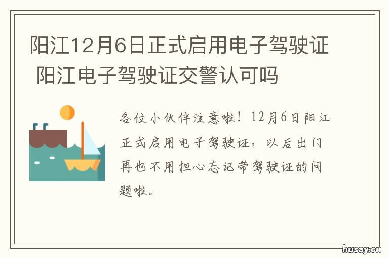 阳江12月6日正式启用电子驾驶证 阳江市交警支队